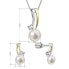 Фото #2 товара Pearl jewelry set with zircons and river pearl 29071.1B (earrings, chain, pendant)