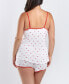 Kyley Plus Size Heart Printed Pajama Short Set Trimmed in Red