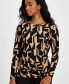 ფოტო #3 პროდუქტის Petite Geometric-Print Long-Sleeve Top