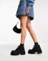 Truffle Collection chunky square toe lace up boots in black