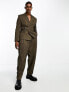 ASOS DESIGN slim suit jacket in tonal stripe with belt detail