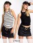 Фото #1 товара Stradivarius seamless rib vest top 2 pack in stripe & black