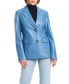 Фото #1 товара Women's Faux Leather Single-Breasted Blazer Jacket with Corset Back