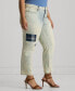 ფოტო #3 პროდუქტის Plus Size Mid-Rise Tapered Patchwork Jeans