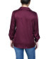 ფოტო #2 პროდუქტის Petite 3/4 Sleeve Roll Tab Satin Blouse