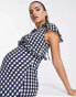 Фото #4 товара River Island Maternity frill detail mini dress in black check