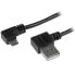 Фото #1 товара Micro-USB Cable with Right-Angled Connectors - M/M - 2m (6ft) - 2 m - USB A - Micro-USB B - USB 2.0 - Male/Male - Black
