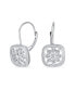 ფოტო #1 პროდუქტის Square Art Deco Style Holiday Party Flower Christmas Winter AAA Cubic Zirconia Encrusted CZ Snowflake Drop Lever Back Earrings Sterling Silver