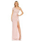 ფოტო #2 პროდუქტის Women's Pearl Embellished Soft Tie One Shoulder Gown