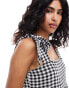 Miss Selfridge tiered gingham maxi dress with tie shoulders