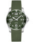 Men's Swiss Automatic HydroConquest Green Rubber Strap Watch 41mm