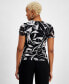Women's Abstract-Print Mesh Top, Created for Macy's