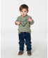 Фото #3 товара Toddler Boys Super Soft Striped T-Shirt With Print Green And Beige - Toddler|Child