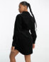 ASOS DESIGN cord belted shirt dress in black