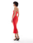 Vesper Tall asymmetric halterneck midi cut out dress in red Hellrot, 44 - фото #4