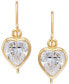 Cubic Zirconia Heart Drop Earrings in 14k Gold