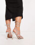 ASOS DESIGN Wide Fit Nairobi strappy tie leg high heeled sandals in silver