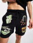 Coney Island Picnic co-ord jersey shorts in black with observe and reflect print