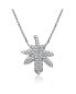 Sterling Silver White Cubic Zirconia Stones Maple Leaf Pendant