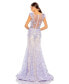 Women's Embellished Cap Sleeve Illusion Neck Trumpet Gown