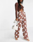 Фото #1 товара Outrageous Fortune wide leg trousers in brown spot