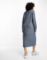 Vila knitted v neck jumper midi dress in blue