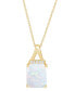 ფოტო #1 პროდუქტის Opal (1-3/4 ct. t.w.) & Diamond (1/20 ct. t.w.) 18" Pendant Necklace in 14k Gold