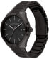 Men's 3H Quartz Black Stainless Steel Bracelet Watch 43mm