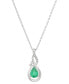 ფოტო #1 პროდუქტის Emerald (5/8 ct. t.w.) & Diamond Accent Teardrop 18" Pendant Necklace in 10k White Gold