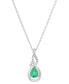 Фото #1 товара Emerald (5/8 ct. t.w.) & Diamond Accent Teardrop 18" Pendant Necklace in 10k White Gold