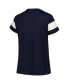 Фото #2 товара Women's Heather Navy North Carolina Tar Heels Plus Size Arched City Sleeve Stripe V-Neck T-shirt