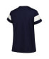 ფოტო #2 პროდუქტის Women's Heather Navy North Carolina Tar Heels Plus Size Arched City Sleeve Stripe V-Neck T-shirt