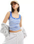 Фото #1 товара Cotton On henley crop tank with button front in blue stripes