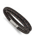 ფოტო #1 პროდუქტის Stainless Steel Black Brown Leather Wrap Bracelet