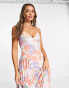 Фото #3 товара ASOS DESIGN side pleat maxi dress in apricot floral - MULTI