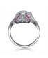 Фото #2 товара Sterling Silver White Gold Plated with Pink Baguette and Clear Round Cubic Zirconia Cocktail Ring