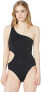 Фото #1 товара Seafolly 168994 Womens Active Shoulder Maillot One Piece Swimsuit Black Size 4