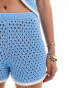 Фото #4 товара ASOS DESIGN knit beach short with contrast trim in blue