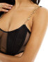 Bluebella Emery gold chain mesh panelled corset bra in black