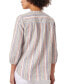 Women's Striped Pleat-Front V-Neck 3/4-Sleeve Top