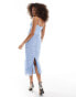 ASOS DESIGN tie front cami midi dress with ruched skirt in dusky blue 34 - фото #8