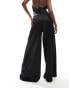 ASOS DESIGN wide leg satin trouser co-ord in black