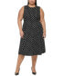 Plus Size Dot-Print Fit & Flare Dress