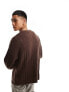 ASOS DESIGN oversized knitted wide ribbed jumper in brown