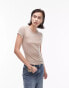 Topshop premium rib sheer longline tee in natural