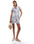 Фото #2 товара Brave Soul floral print wrap dress in blue & white