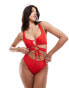 South Beach essentials cut out front tie swimsuit in red Красный, 44 - фото #1