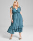 Фото #1 товара Trendy Plus Size Button-Front Flutter-Sleeve Tiered Maxi Dress, Created for Macy's