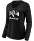 ფოტო #3 პროდუქტის Women's Black Chicago White Sox Victory Script V-Neck Long Sleeve T-shirt