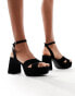 New Look velvet cross over platform sandal in black